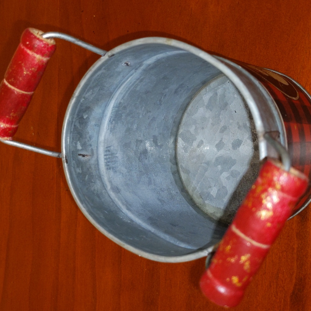 Piper Classics Rustic Snowman Plaid Galvanized Small Tin Bucket Handles - Picture 4 of 4